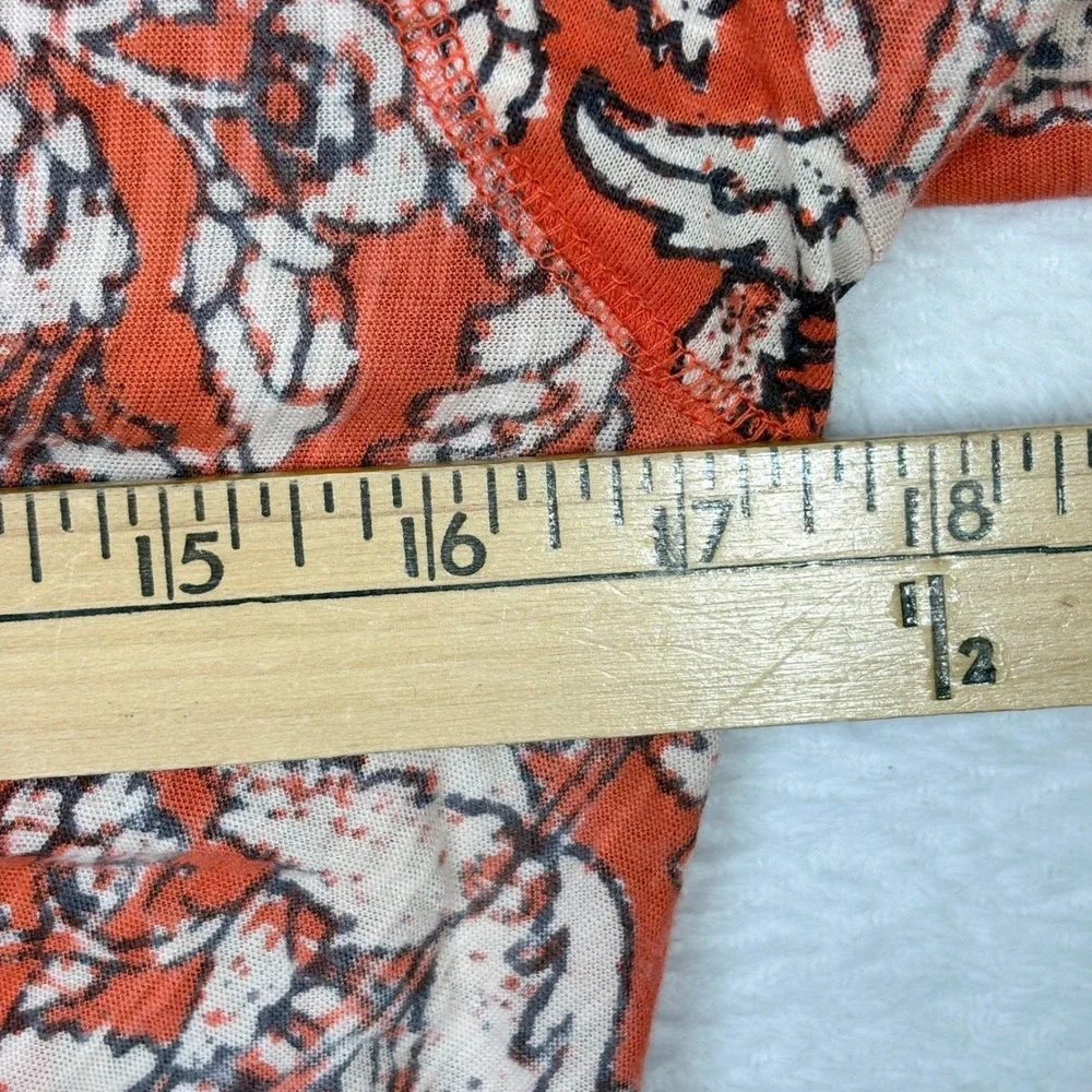 Free People Say The Word Ruched Front Floral‎ Long Sleeve Top Ruby Orange XL